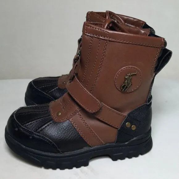Children's Shoes Leather Conquered Boot by Polo Ralph Lauren - Big Kid - Brown /
