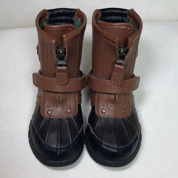 Children's Shoes Leather Conquered Boot by Polo Ralph Lauren - Big Kid - Brown /