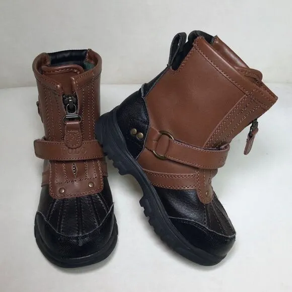 Children's Shoes Leather Conquered Boot by Polo Ralph Lauren - Big Kid - Brown /