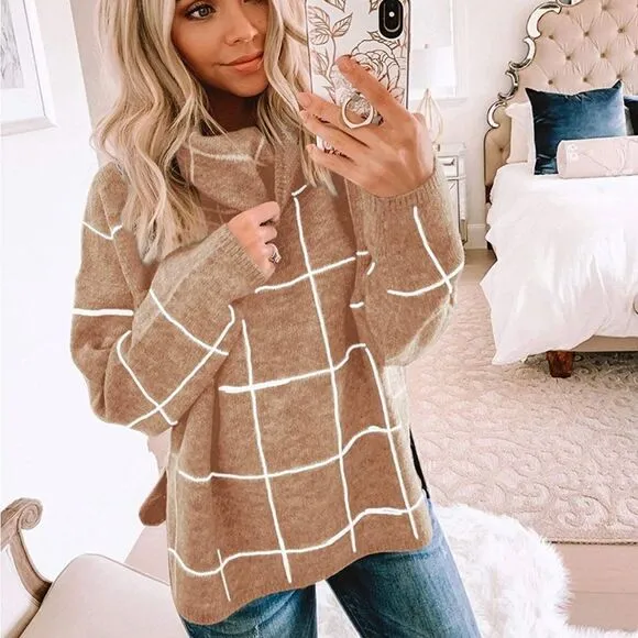 Chunky plaid sweater