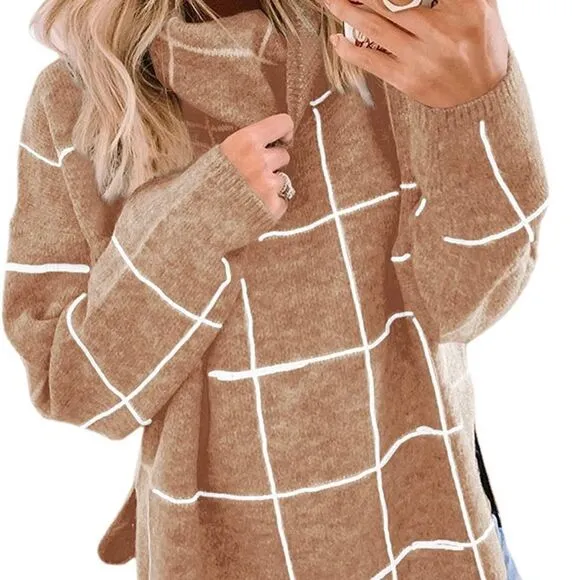 Chunky plaid sweater