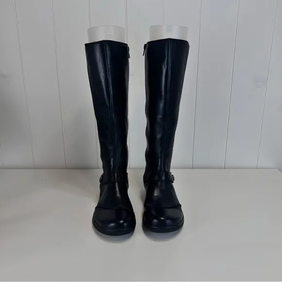Clarks Cheyn Meryl Women's Tall Boots Size 9M Black Leather Cushioned Round Toe