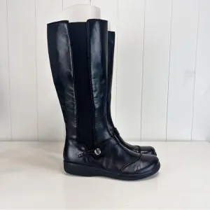Clarks Cheyn Meryl Women's Tall Boots Size 9M Black Leather Cushioned Round Toe