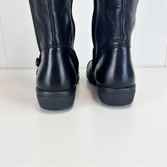 Clarks Cheyn Meryl Women's Tall Boots Size 9M Black Leather Cushioned Round Toe