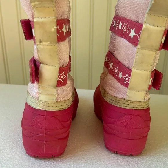 Clark’s kids slip in snow winter boots faux fur lined toddler girls size 8 pink