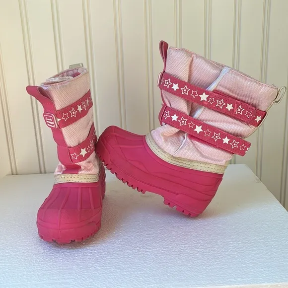 Clark’s kids slip in snow winter boots faux fur lined toddler girls size 8 pink