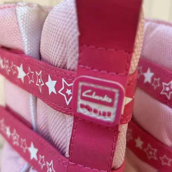 Clark’s kids slip in snow winter boots faux fur lined toddler girls size 8 pink