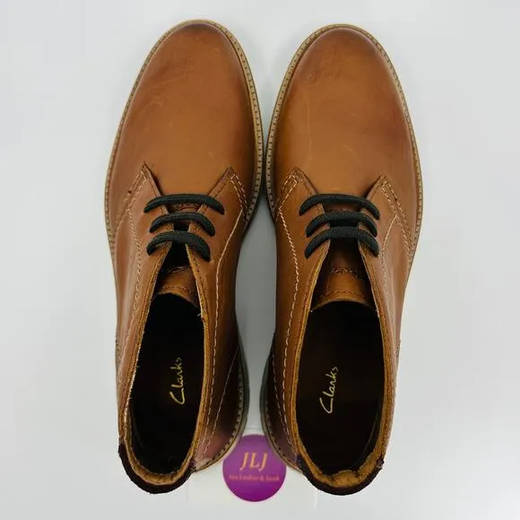 Clarks Men's Chantry Mid Tan Brown Leather Lace Up Chukkas Boots Size 10