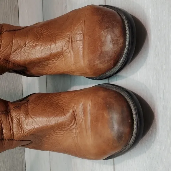 Clarks Women Tamro Spice Tan Leather Tall Riding Moto boots shoes sz 9M