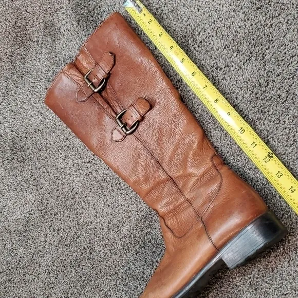 Clarks Women Tamro Spice Tan Leather Tall Riding Moto boots shoes sz 9M
