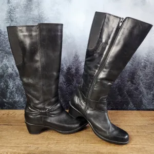 Clarks Wyld Polka Tall Black Leather Riding Boots | Women's 8M