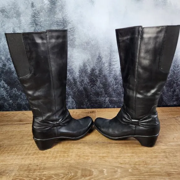 Clarks Wyld Polka Tall Black Leather Riding Boots | Women's 8M