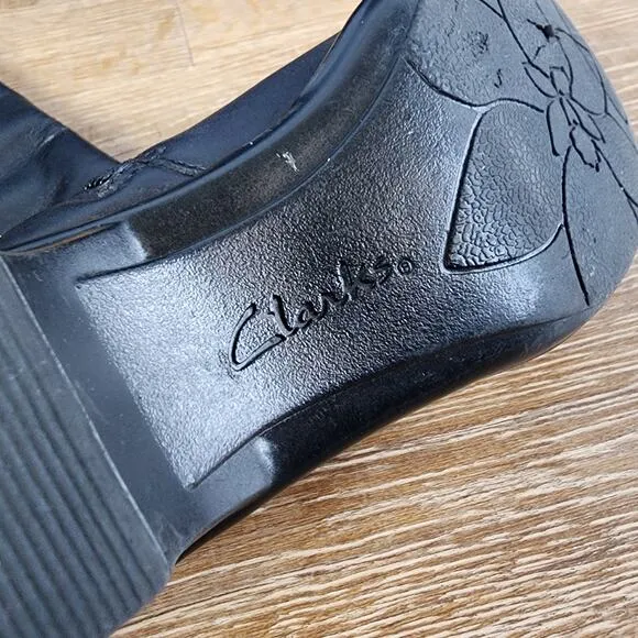 Clarks Wyld Polka Tall Black Leather Riding Boots | Women's 8M