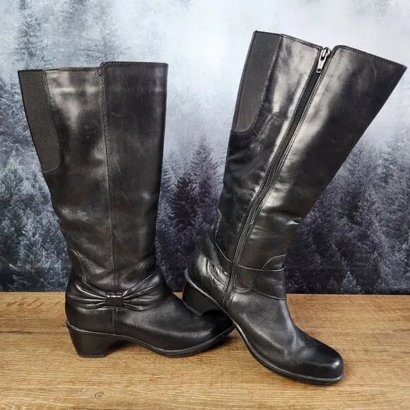 Clarks Wyld Polka Tall Black Leather Riding Boots | Women's 8M