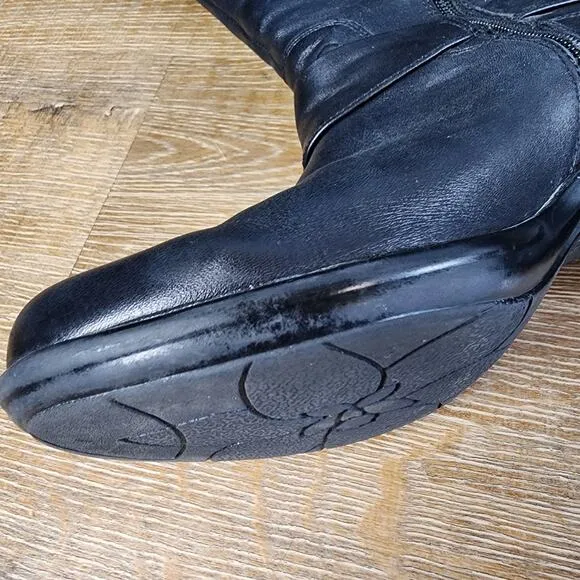 Clarks Wyld Polka Tall Black Leather Riding Boots | Women's 8M