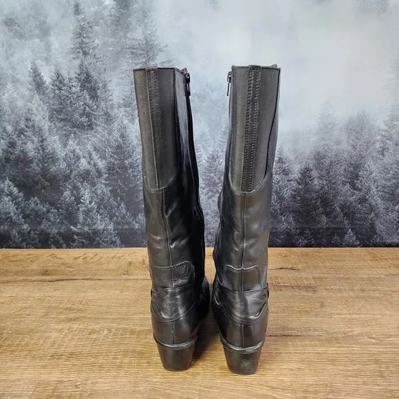 Clarks Wyld Polka Tall Black Leather Riding Boots | Women's 8M