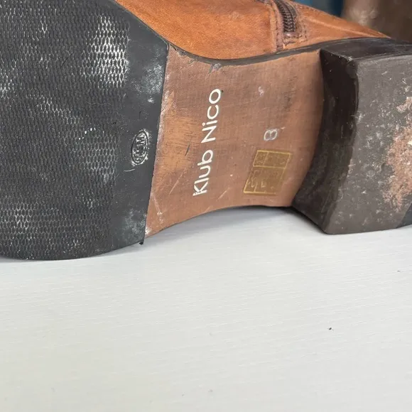 Club Nico Brown Leather Moto Boots With Gold Hardware Size 8M