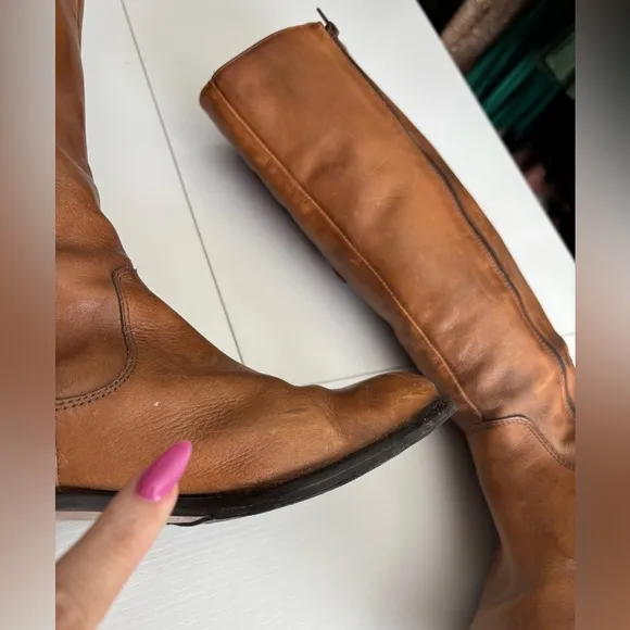 Club Nico Brown Leather Moto Boots With Gold Hardware Size 8M