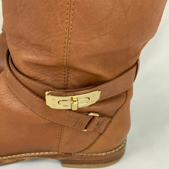 Coach Christine Leather Riding Boots Knee High Chestnut Camel Women's Size 6.5