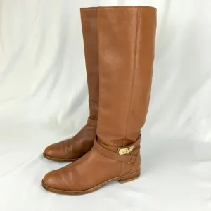 Coach Christine Leather Riding Boots Knee High Chestnut Camel Women's Size 6.5