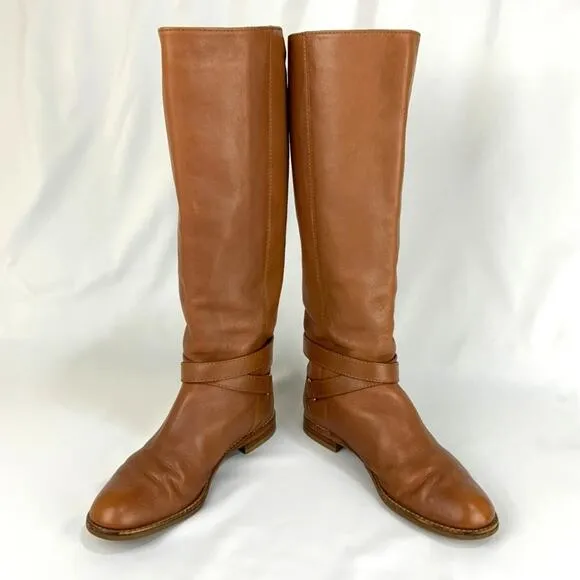 Coach Christine Leather Riding Boots Knee High Chestnut Camel Women's Size 6.5
