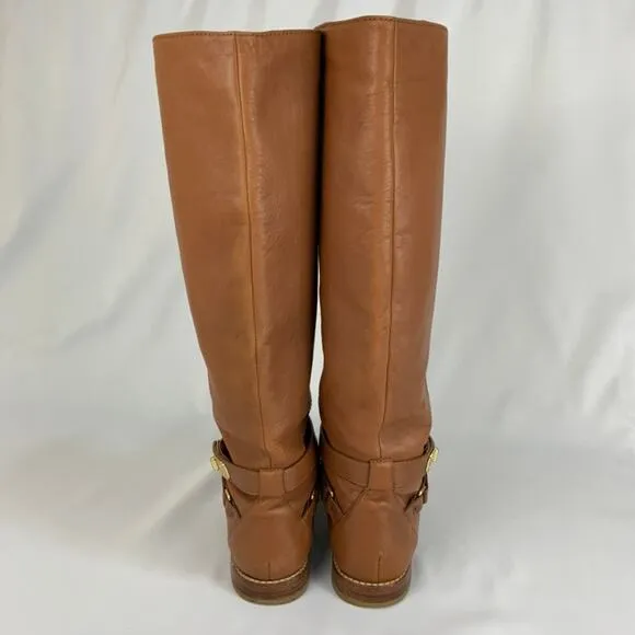 Coach Christine Leather Riding Boots Knee High Chestnut Camel Women's Size 6.5