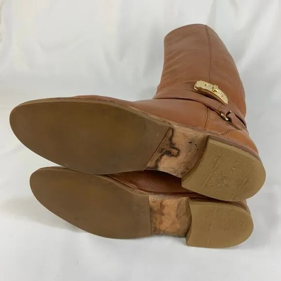 Coach Christine Leather Riding Boots Knee High Chestnut Camel Women's Size 6.5