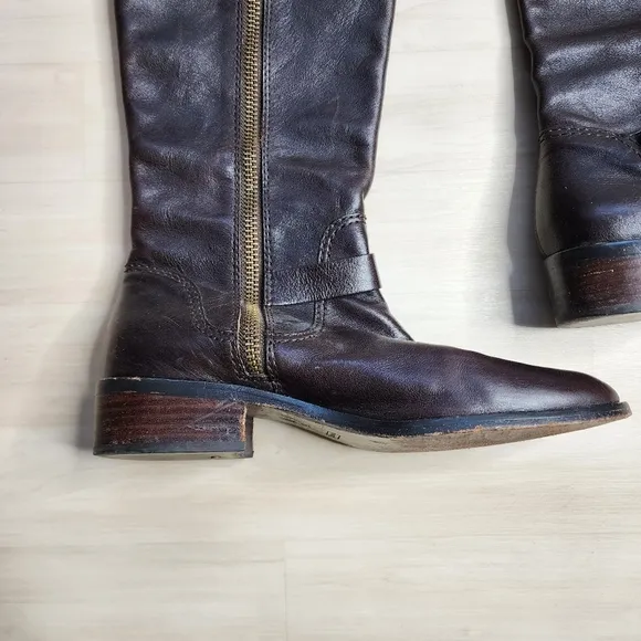 Coach Jacinda Espresso Brown Leather Knee High Zip Equestrian Riding Boots 9.5