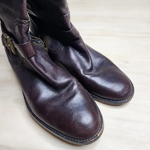 Coach Jacinda Espresso Brown Leather Knee High Zip Equestrian Riding Boots 9.5