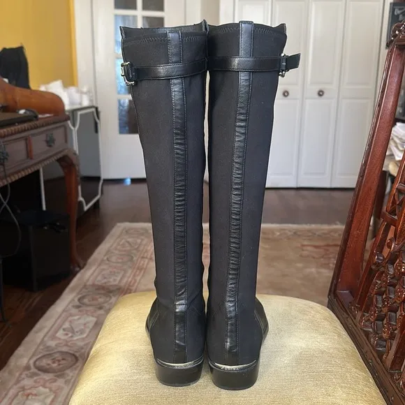 COACH Lilac Black Leather Boots Tall Stretchy Leather Equestrian Riding Boot 8.5