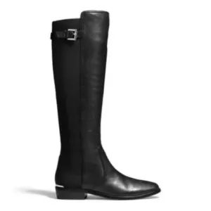 COACH Lilac Black Leather Boots Tall Stretchy Leather Equestrian Riding Boot 8.5