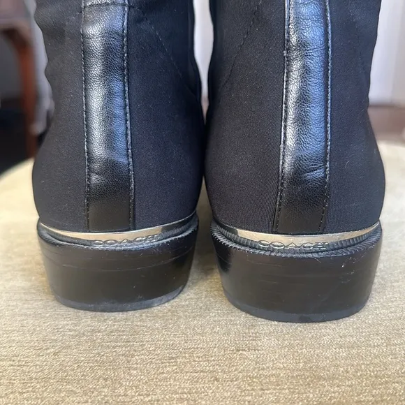 COACH Lilac Black Leather Boots Tall Stretchy Leather Equestrian Riding Boot 8.5