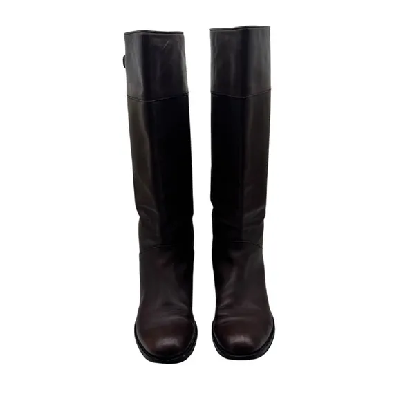Coach Maely Riding Boots Leather Buckle Knee High Chestnut Brown Sz 7 Equestrian
