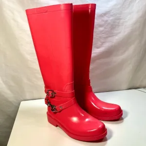 Coach Pink Lori Tall Rain Winter Boots 5