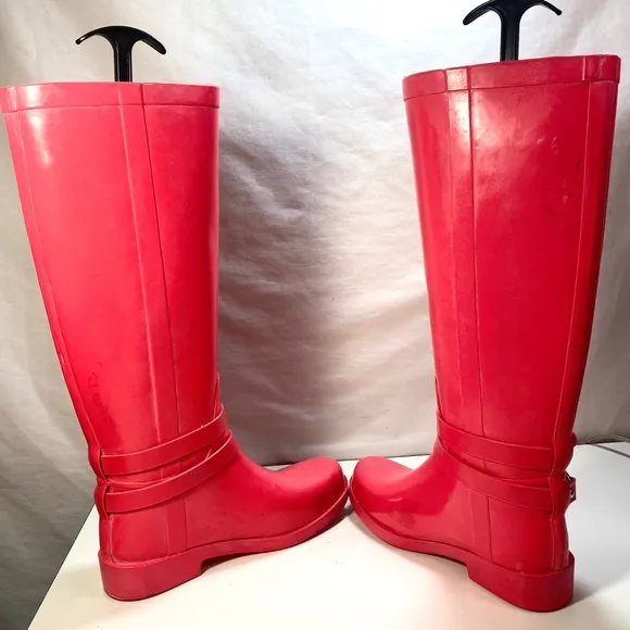 Coach Pink Lori Tall Rain Winter Boots 5