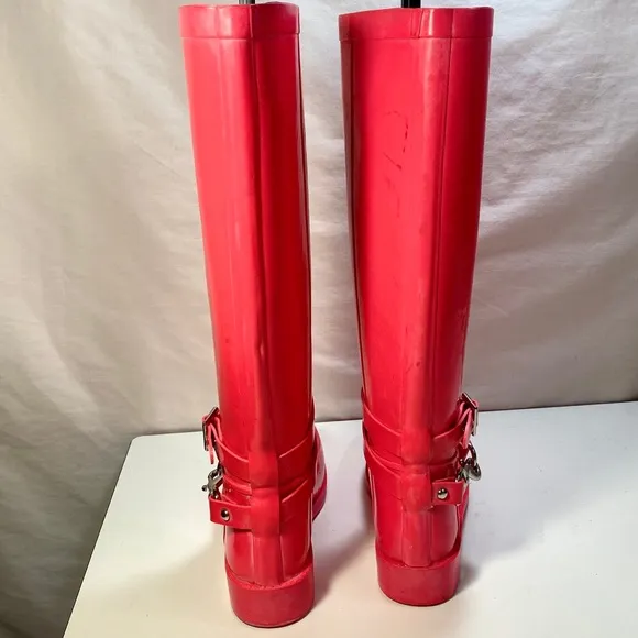 Coach Pink Lori Tall Rain Winter Boots 5