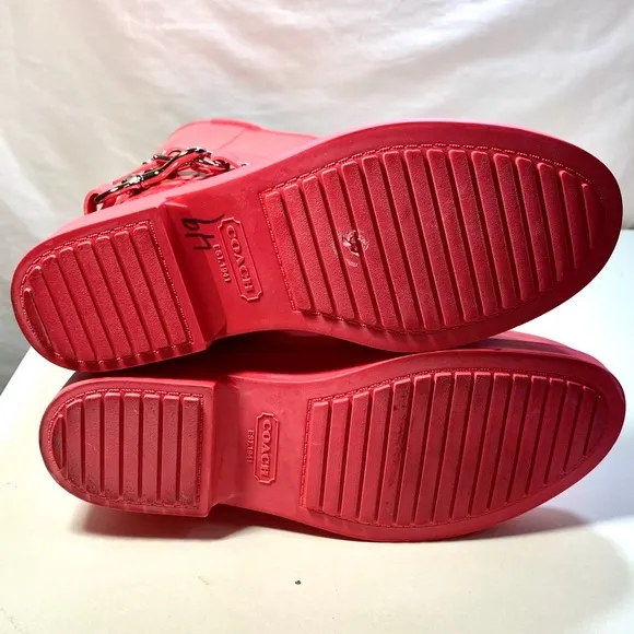 Coach Pink Lori Tall Rain Winter Boots 5