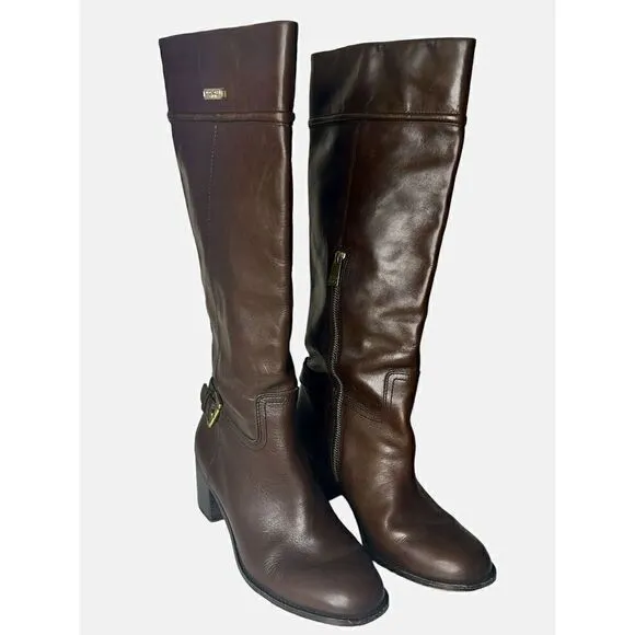 Coach Stacy Brown Leather Riding Equestrian Boots Size 8.5 Knee High