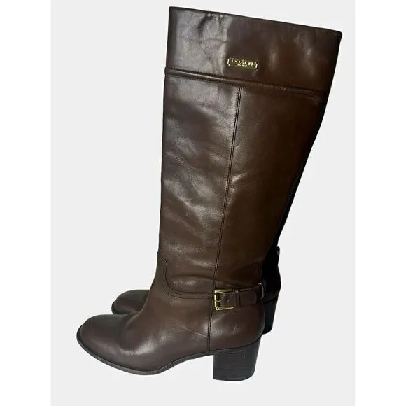 Coach Stacy Brown Leather Riding Equestrian Boots Size 8.5 Knee High