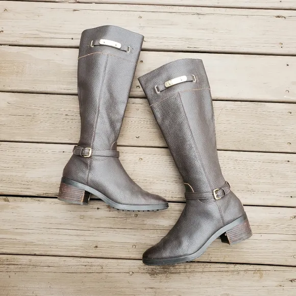 Coach Sullivan Safari Chestnut Brown Pebbled Leather Luxury Tall Riding Boots 10