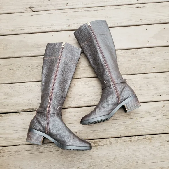 Coach Sullivan Safari Chestnut Brown Pebbled Leather Luxury Tall Riding Boots 10