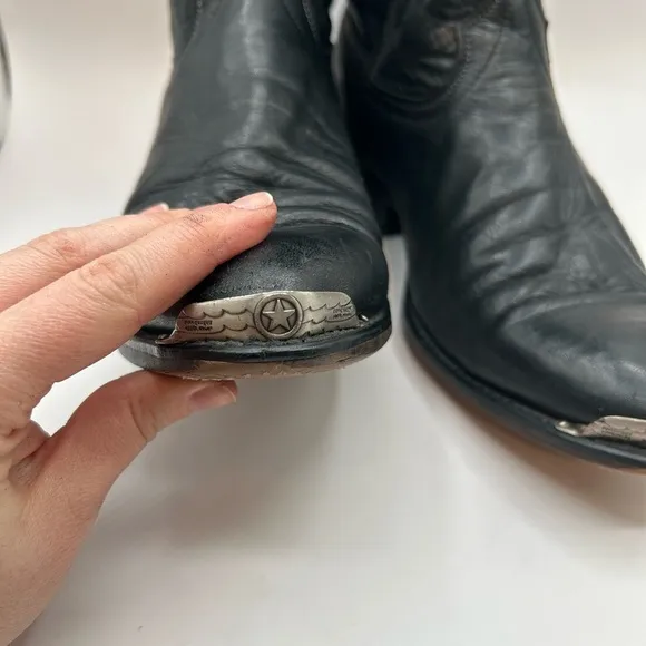 Code West women’s black Leather Cowgirl boots Toe Guard 9.5 D USA Vintage