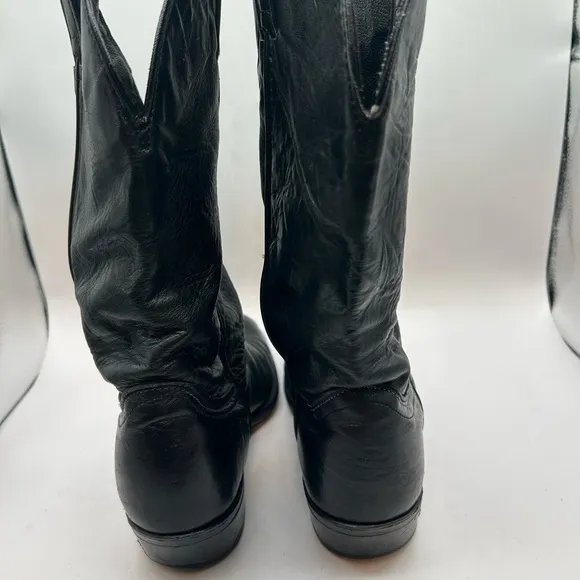 Code West women’s black Leather Cowgirl boots Toe Guard 9.5 D USA Vintage