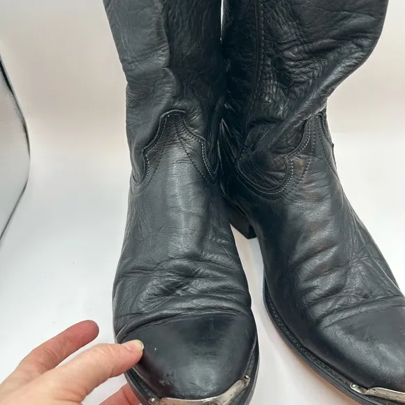 Code West women’s black Leather Cowgirl boots Toe Guard 9.5 D USA Vintage