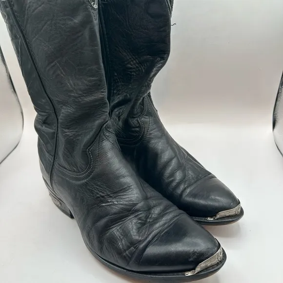 Code West women’s black Leather Cowgirl boots Toe Guard 9.5 D USA Vintage