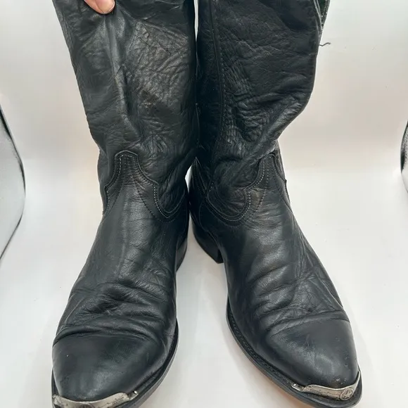 Code West women’s black Leather Cowgirl boots Toe Guard 9.5 D USA Vintage
