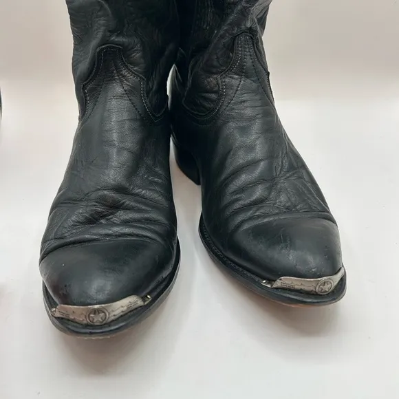 Code West women’s black Leather Cowgirl boots Toe Guard 9.5 D USA Vintage