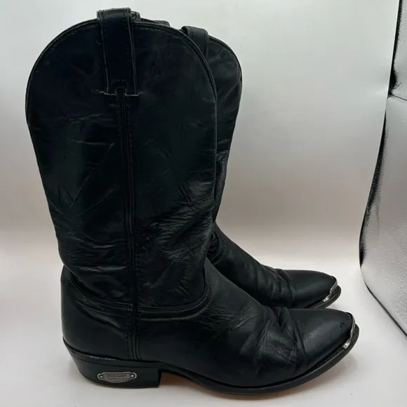 Code West women’s black Leather Cowgirl boots Toe Guard 9.5 D USA Vintage