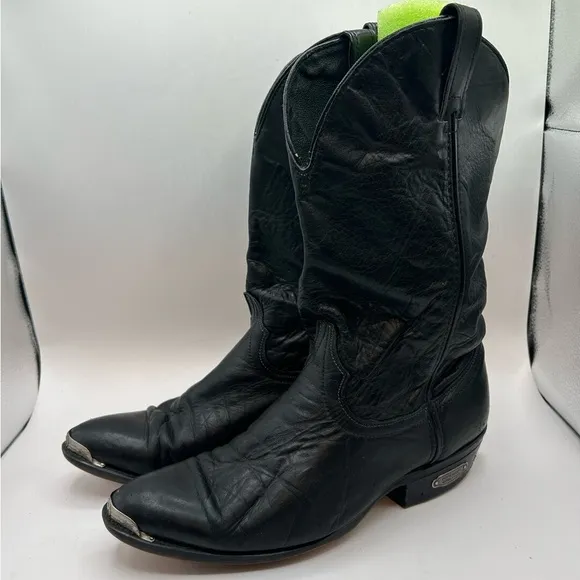 Code West women’s black Leather Cowgirl boots Toe Guard 9.5 D USA Vintage