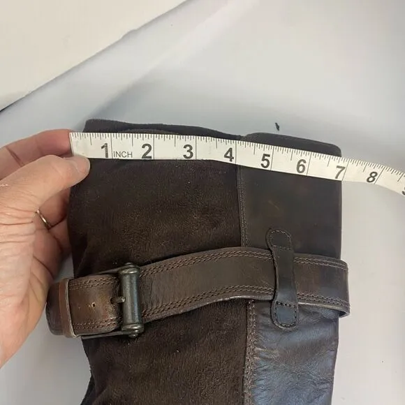 Cole Haan Air Whitney Riding Boots Knee High  Buckle Strap Brown Women’s 9.5 Des